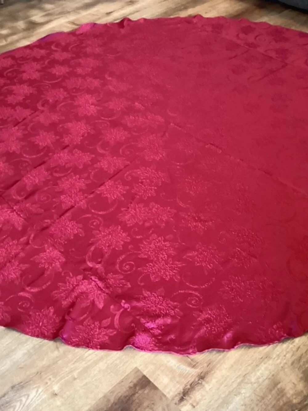 Dark Red Embossed Design Tablecloth 90